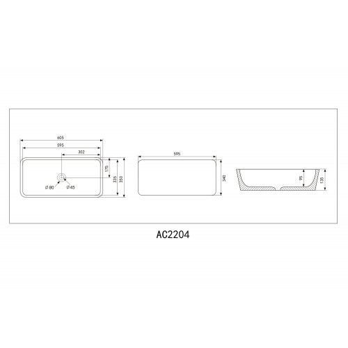 Раковина накладная ABBER Rechteck AC2204MB черная матовая