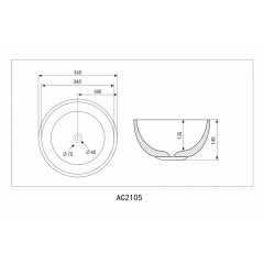 Раковина накладная ABBER Bequem AC2105MB черная матовая