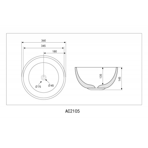 Раковина накладная ABBER Bequem AC2105MB черная матовая
