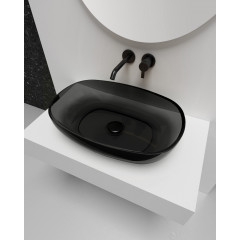 Раковина накладная прозрачная ABBER Kristall AT2805Onyx черная