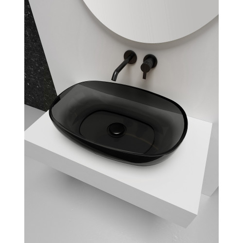 Раковина накладная прозрачная ABBER Kristall AT2805Onyx черная