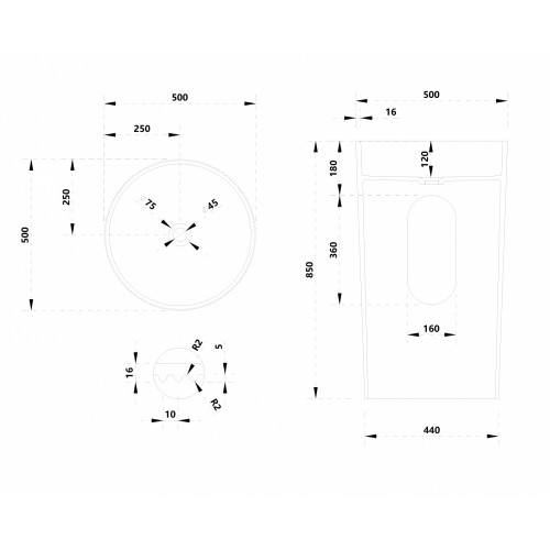 Раковина отдельностоящая ABBER Stein AS2501-H белая матовая