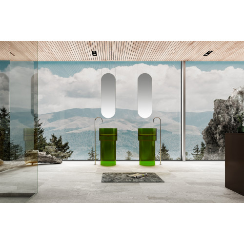 Раковина отдельностоящая прозрачная ABBER Kristall AT2701Emerald зеленая