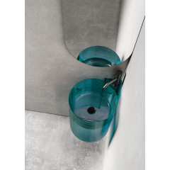 Раковина подвесная прозрачная угловая ABBER Kristall AT2705Aquamarin бирюзовая