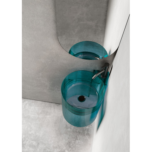 Раковина подвесная прозрачная угловая ABBER Kristall AT2705Aquamarin бирюзовая