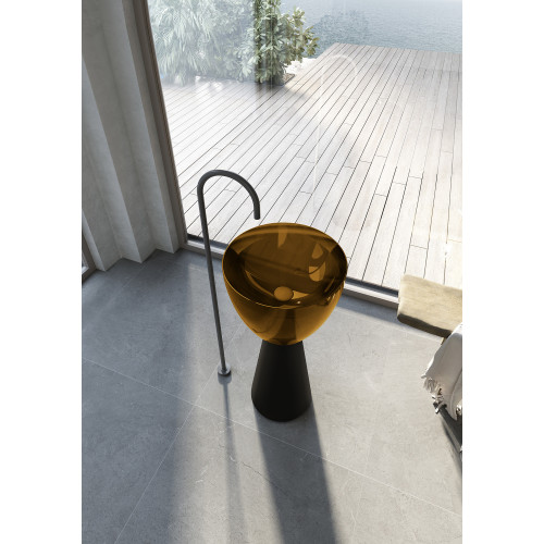 Раковина отдельностоящая прозрачная ABBER Kristall AT2703Black-Vesuvian черный/оливковый