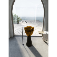 Раковина отдельностоящая прозрачная ABBER Kristall AT2703Black-Vesuvian черный/оливковый