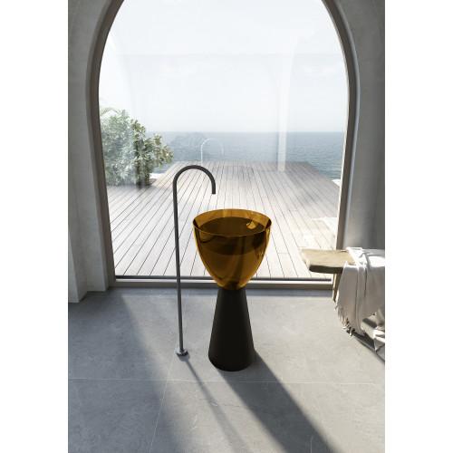 Раковина отдельностоящая прозрачная ABBER Kristall AT2703Black-Vesuvian черный/оливковый