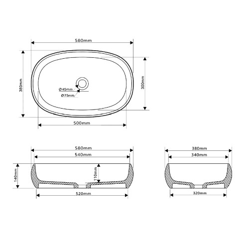 Раковина накладная ABBER Stein AS2632 белая матовая