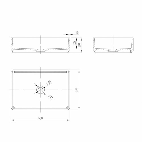 Раковина накладная ABBER Stein AS2634 белая матовая