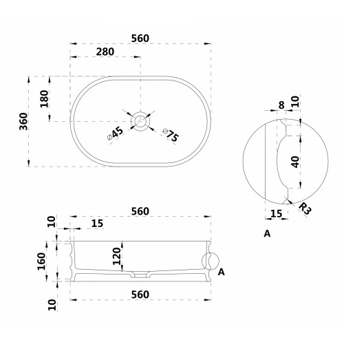 Раковина накладная ABBER Stein AS2650 белая матовая