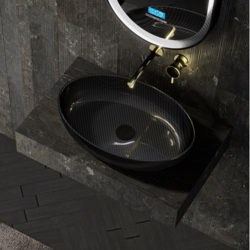 Раковина накладная карбоновая ABBER Karbon AK2041 черная