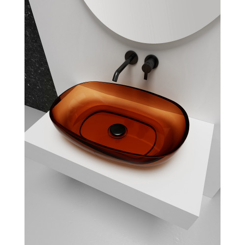 Раковина накладная прозрачная ABBER Kristall AT2805Opal коричневая