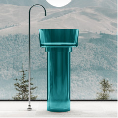 Раковина отдельностоящая прозрачная ABBER Kristall AT2702Aquamarin-H бирюзовая