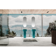 Раковина отдельностоящая прозрачная ABBER Kristall AT2702Aquamarin-H бирюзовая