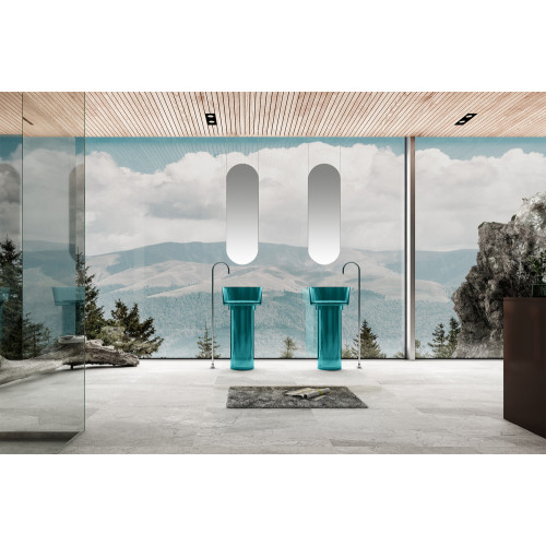 Раковина отдельностоящая прозрачная ABBER Kristall AT2702Aquamarin-H бирюзовая