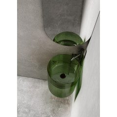 Раковина подвесная прозрачная угловая ABBER Kristall AT2705Emerald зеленая