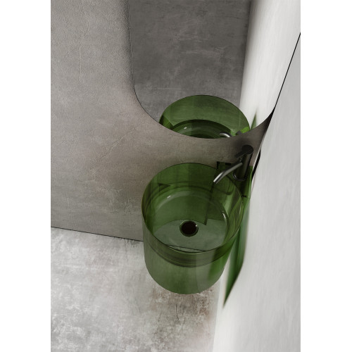 Раковина подвесная прозрачная угловая ABBER Kristall AT2705Emerald зеленая