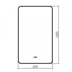 Зеркало ABBER See AG6114SWHB с подсветкой, сенсорный выключатель, диммер, часы, подогрев, черный