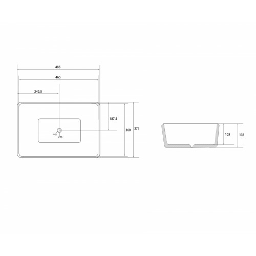 Раковина накладная ABBER Rechteck AC2212BG матовое золото с черным