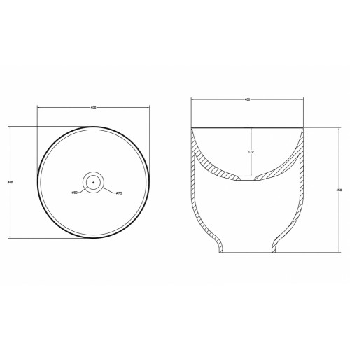Раковина накладная ABBER Stein AS2618 белая матовая