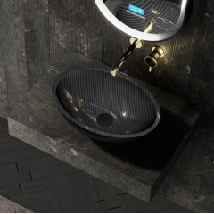 Раковина накладная карбоновая ABBER Karbon AK2042 черная