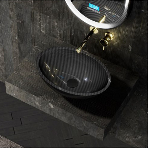 Раковина накладная карбоновая ABBER Karbon AK2042 черная