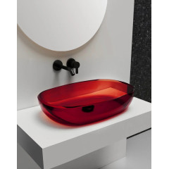 Раковина накладная прозрачная ABBER Kristall AT2805Rubin красная