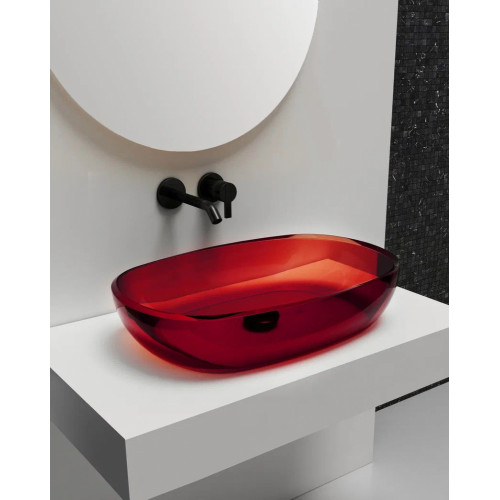 Раковина накладная прозрачная ABBER Kristall AT2805Rubin красная