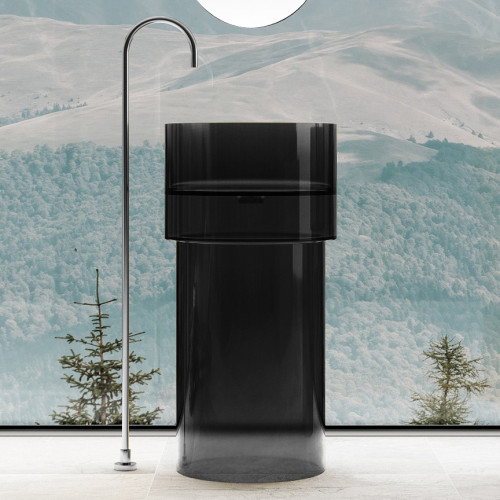 Раковина отдельностоящая прозрачная ABBER Kristall AT2701Onyx черная