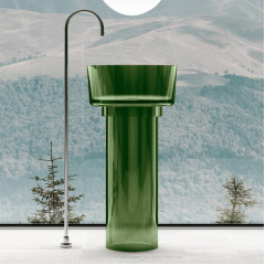 Раковина отдельностоящая прозрачная ABBER Kristall AT2702Emerald зеленая