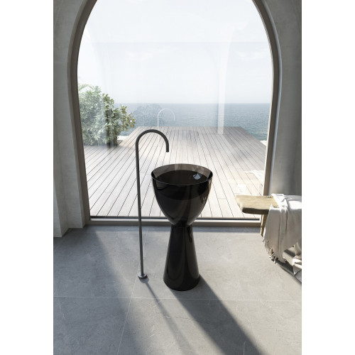 Раковина отдельностоящая прозрачная ABBER Kristall AT2703Onyx черная