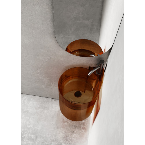 Раковина подвесная прозрачная угловая ABBER Kristall AT2705Opal коричневая