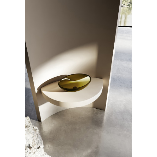 Раковина накладная прозрачная ABBER Kristall AT2802Vesuvian оливковая