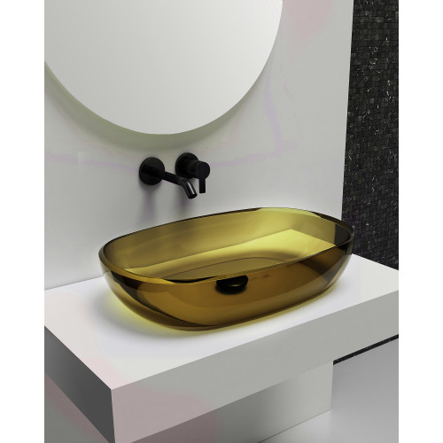 Раковина накладная прозрачная ABBER Kristall AT2805Vesuvian оливковая