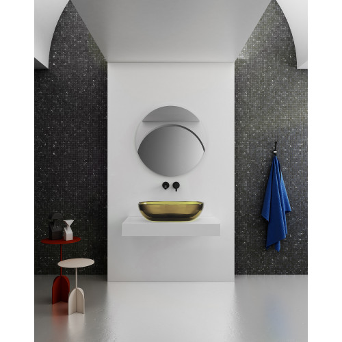 Раковина накладная прозрачная ABBER Kristall AT2805Vesuvian оливковая