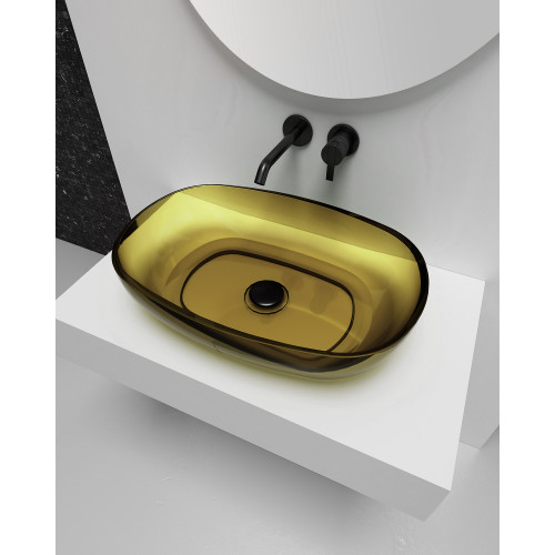 Раковина накладная прозрачная ABBER Kristall AT2805Vesuvian оливковая