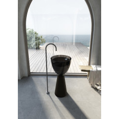 Раковина отдельностоящая прозрачная ABBER AT2703Onyx-Black черный/черный матовый