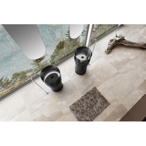 Раковина отдельностоящая прозрачная ABBER Kristall AT2701Onyx-H черная