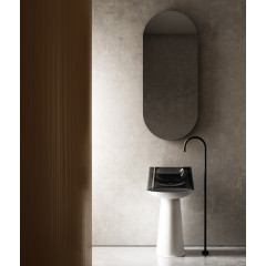 Раковина отдельностоящая прозрачная ABBER Kristall AT2706White-Onyx белый/черный