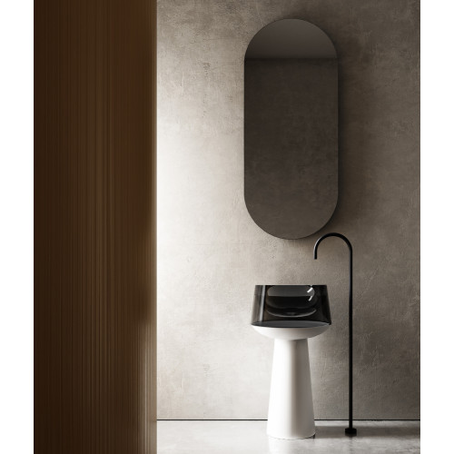 Раковина отдельностоящая прозрачная ABBER Kristall AT2706White-Onyx белый/черный