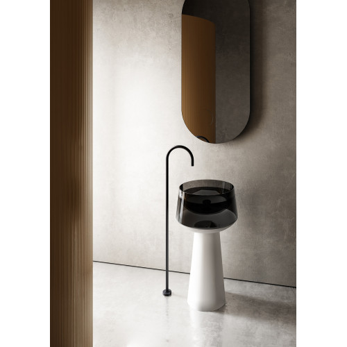 Раковина отдельностоящая прозрачная ABBER Kristall AT2706White-Onyx белый/черный