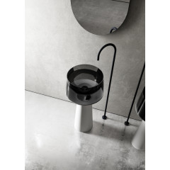 Раковина отдельностоящая прозрачная ABBER Kristall AT2706White-Onyx белый/черный