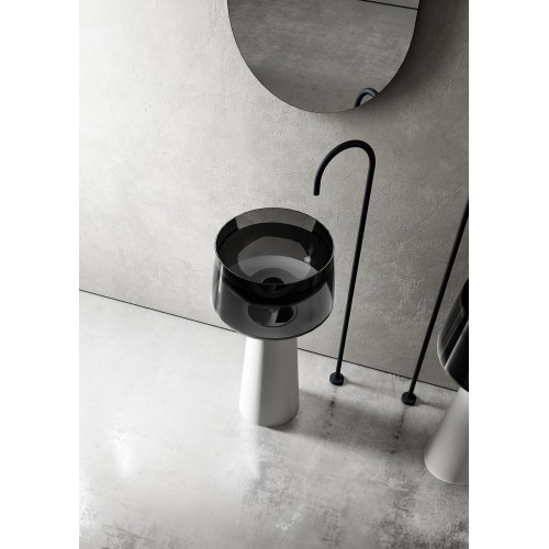 Раковина отдельностоящая прозрачная ABBER Kristall AT2706White-Onyx белый/черный