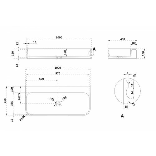 Раковина подвесная ABBER Stein AS2651-1.0 белая матовая