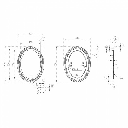 Зеркало для ванной ABBER Stein AS6601Blau с подсветкой