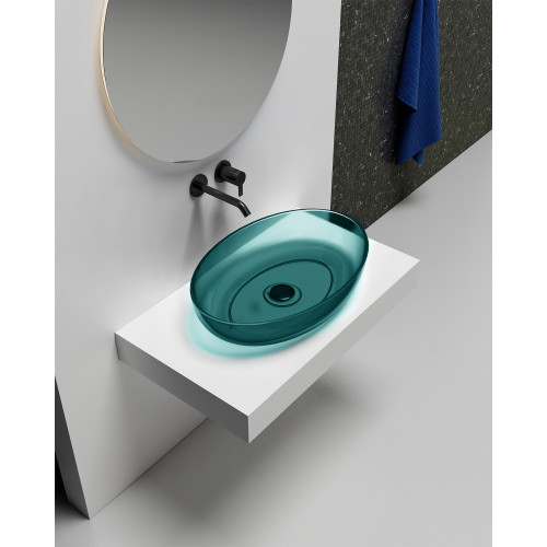 Раковина накладная прозрачная ABBER Kristall AT2801Aquamarin бирюзовая