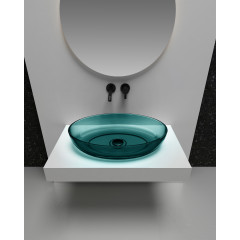 Раковина накладная прозрачная ABBER Kristall AT2801Aquamarin бирюзовая