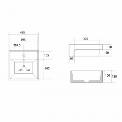 Раковина накладная ABBER Rechteck AC2208 белая