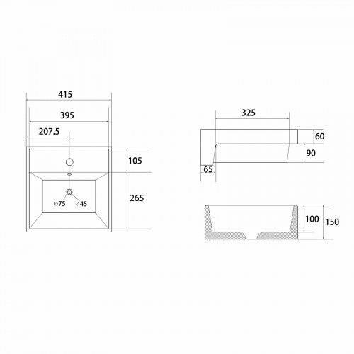 Раковина накладная ABBER Rechteck AC2208 белая